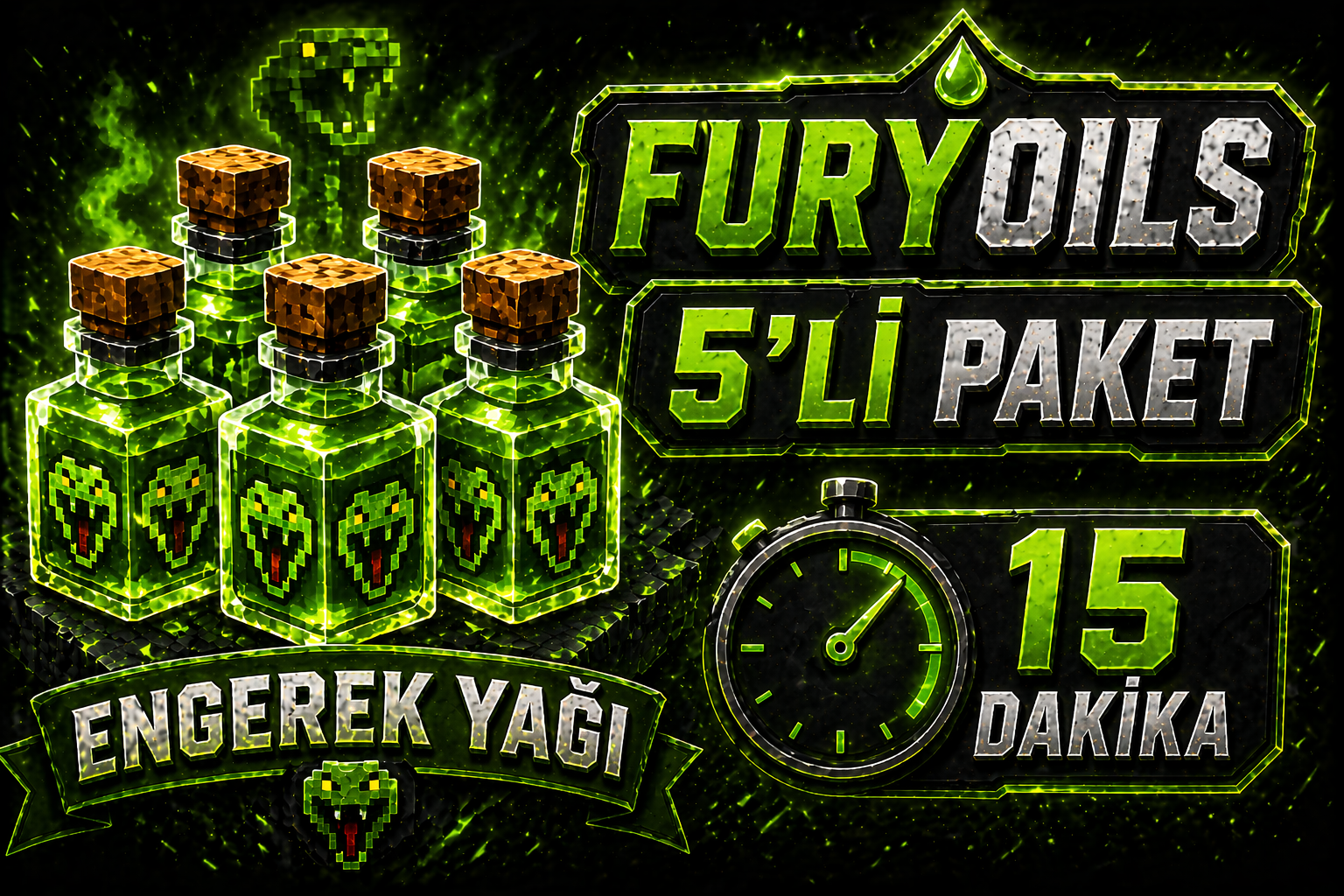 FuryOils 5'li Paket Engerek PVP Yağı [15 Dakika]