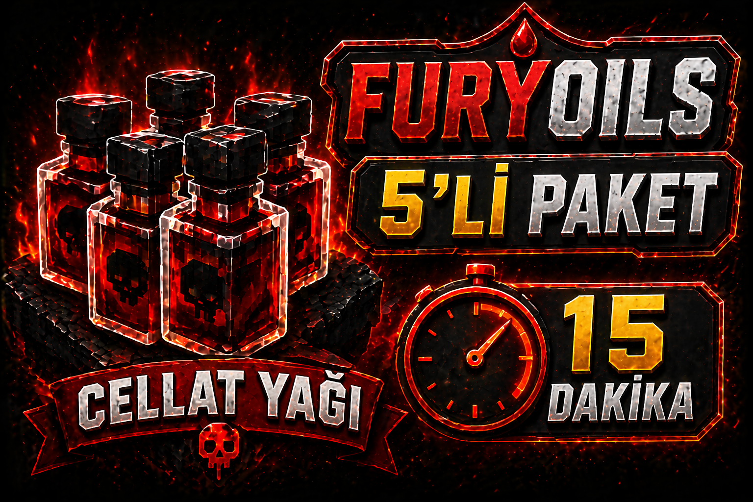 FuryOils 5'li Paket Cellat PVP Yağı [15 Dakika]